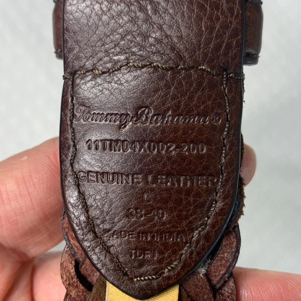 Tommy Bahama leather braided belt brown leather and suede size 38-40 large